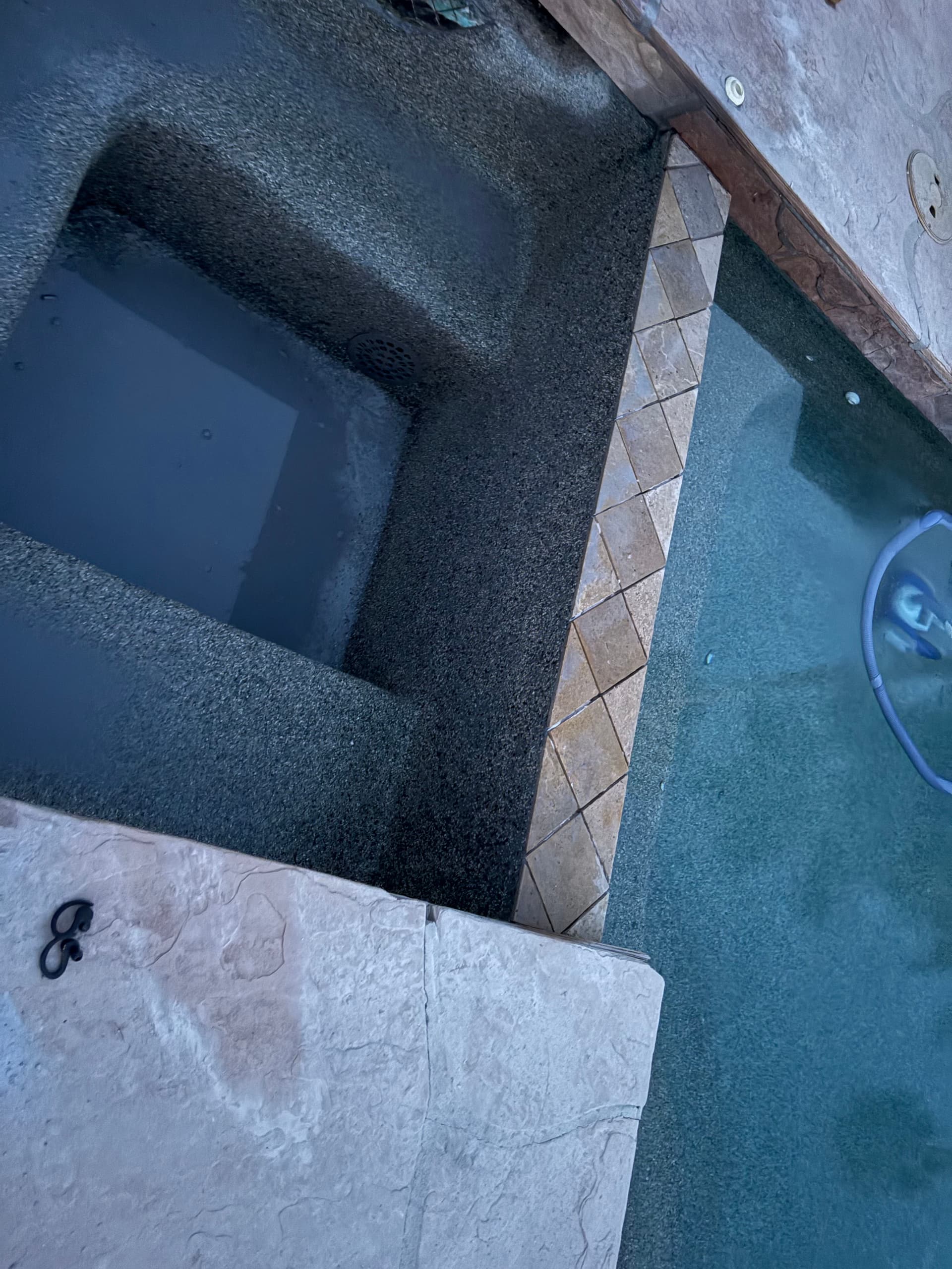 Gallery photos for Spa Pebble Patch, Spillway Tile Replacement and Main Drain Cover Swap: Image #3